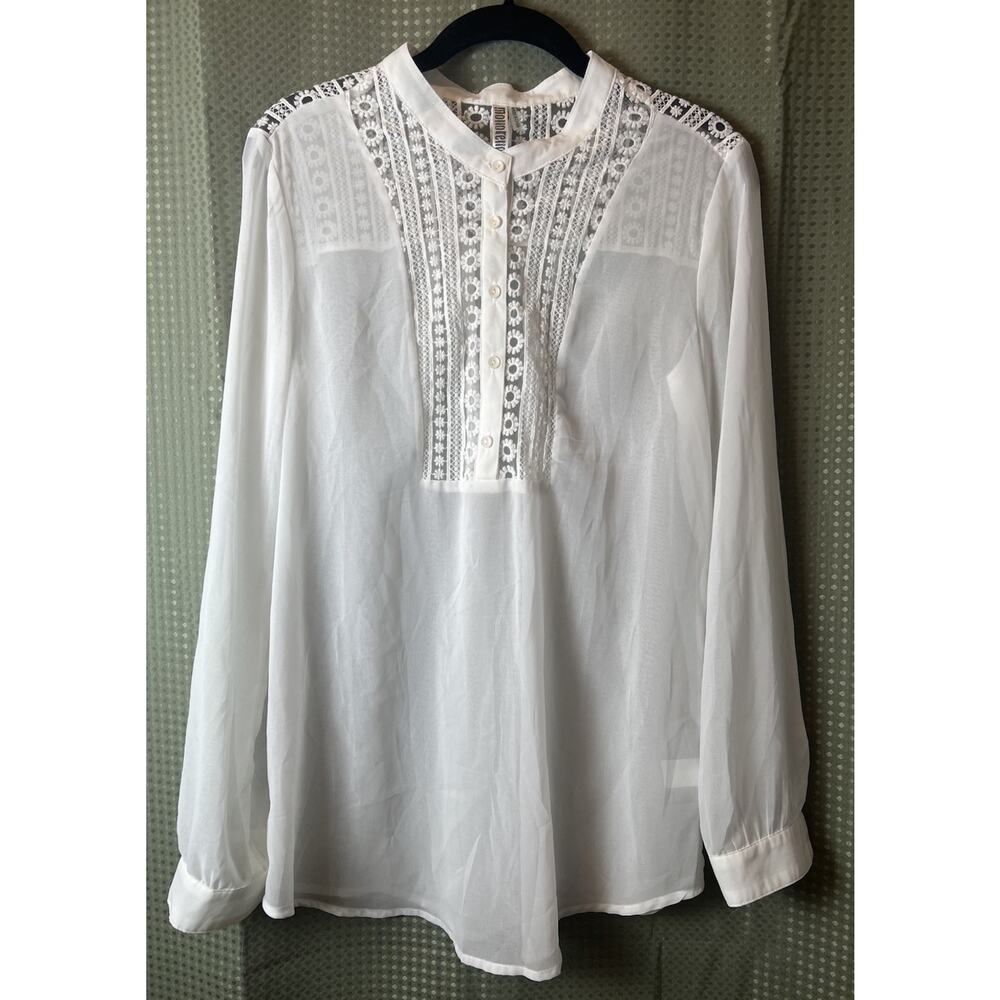 Anthropologie Monoreno Peasant Blouse Boho Semi Sheer Renaissance Romantic Sz M